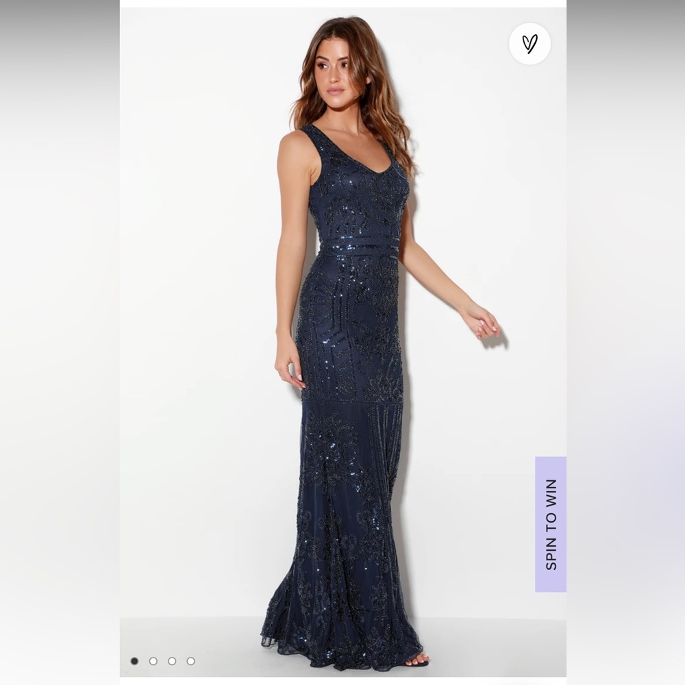 NWT LULUS NAVY BLUE SEQUIN DRESS